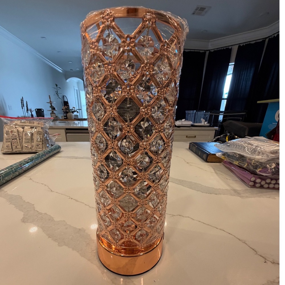 2pk Hongin Rose Gold Crystal Table Lamps Touch Control Dual Lamps - Picture 3 of 7